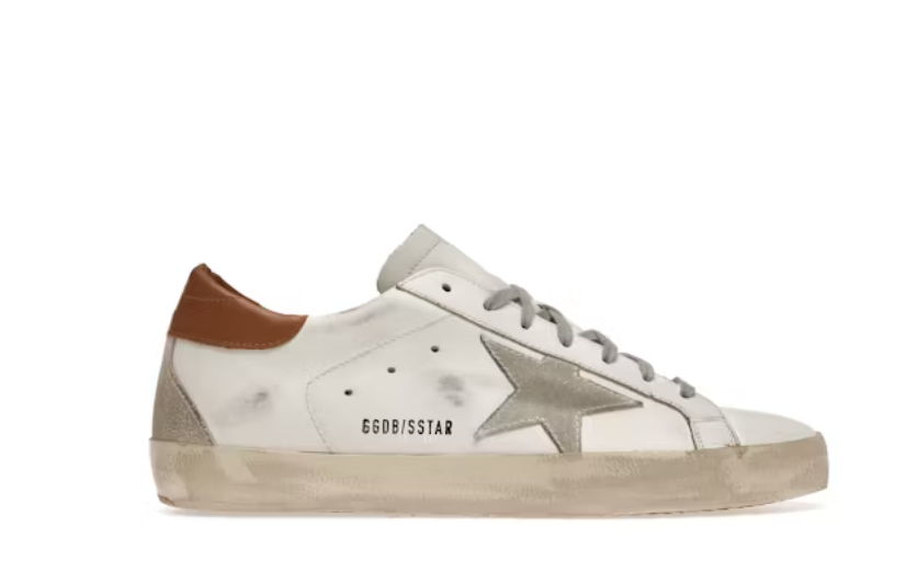 Golden Goose Super-Star White Vacchetta Tan Grey Suede Patch