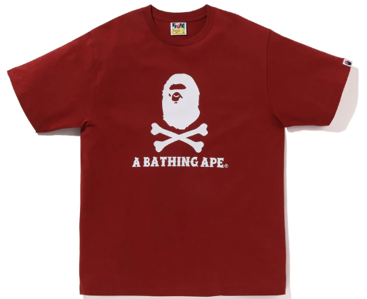 BAPE Crossbone Tee Burgundy