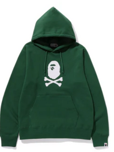 APE CROSSBONE PULLOVER HOODIE GREEN