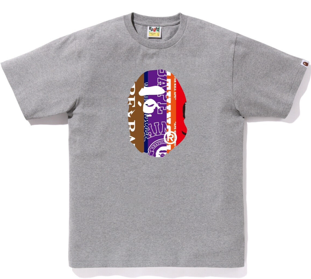 BAPE Fans Scarf Ape Head Tee Grey 1K30110313