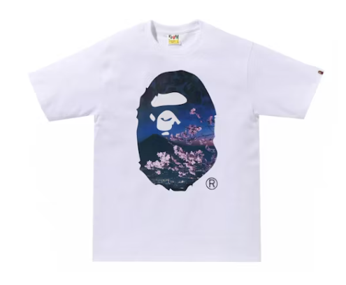 BAPE Sakura Photo Ape Head #2 (SS24) White Tee