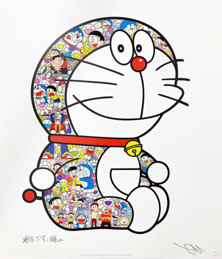 Takashi Murakami Sitting Doraemon Its hard every day, Nobita-kun Print (Signed, Edition of 300) FRAMED