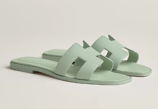 Hermes Oran Vert D'eau Sandals