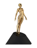 Load image into Gallery viewer, Hajime Sorayama Sexy Robot Floating Figure Gold
