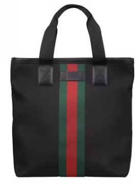 Gucci Black Web Stripe Canvas Tote Bag Black