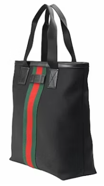 Gucci Black Web Stripe Canvas Tote Bag Black