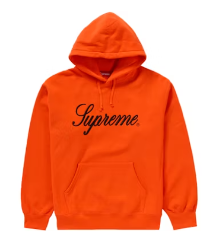 Supreme Embroidered Script Hooded Sweatshirt Orange