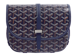 Load image into Gallery viewer, Goyard Navy Blue Chevron Print Coated Canvas Belvedere II MM Crossbody Bag
