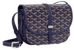 Load image into Gallery viewer, Goyard Navy Blue Chevron Print Coated Canvas Belvedere II MM Crossbody Bag
