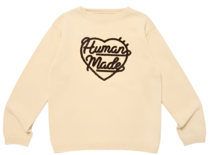 Human Made Huma Heart Knit Sweater Beige – shoegamemanila