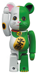 Bearbrick Maneki Neko 100% & 400% Set White/Green