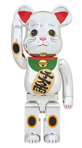 Bearbrick Maneki Neko Silver Plating 1000% Silver