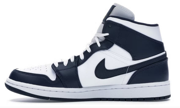 Jordan 1 Mid White Metallic Gold Obsidian