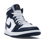 Load image into Gallery viewer, Jordan 1 Mid White Metallic Gold Obsidian
