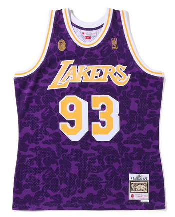 BAPE x Mitchell & Ness Los Angeles Lakers Jersey Purple