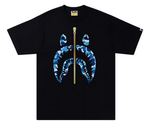 BAPE ABC Camo Gold Zip Shark Tee (SS23) Black Blue