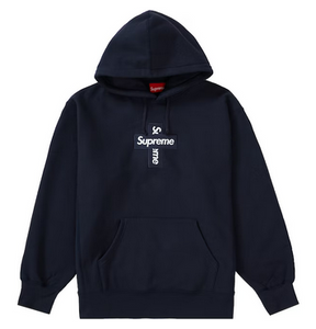 Supreme Cross Box Logo Hooded Sweatshirt Navy