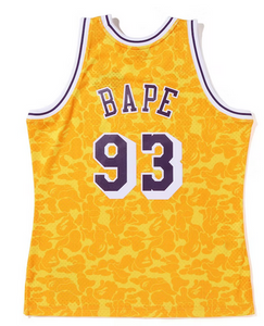 BAPE x Mitchell Ness Los Angeles Lakers Jersey Yellow