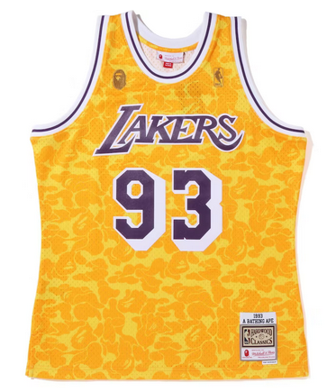 BAPE x Mitchell Ness Los Angeles Lakers Jersey Yellow