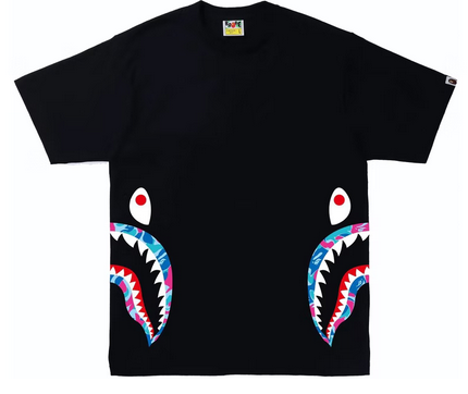 BAPE Marble Camo Side Shark Tee Black