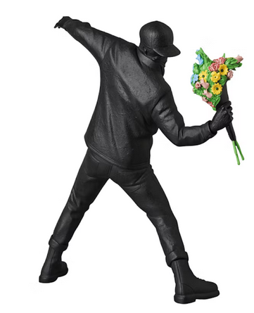 Banksy Brandalism Flower Bomber Figure Gesso Black