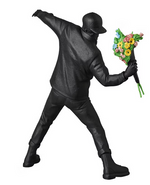 Load image into Gallery viewer, Banksy Brandalism Flower Bomber Figure Gesso Black
