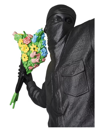 Banksy Brandalism Flower Bomber Figure Gesso Black