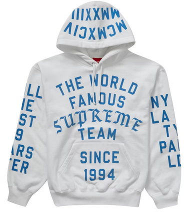 Supreme Team Flocked Hooded Sweatshirt White – shoegamemanila 