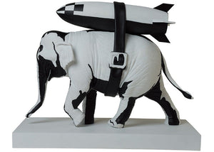 Banksy Elephant With Bomb Figure White/Black