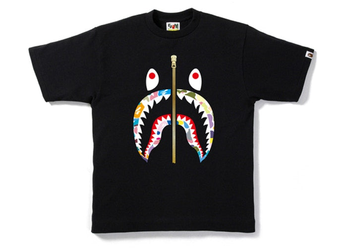 BAPE Multi Camo Shark Tee Black