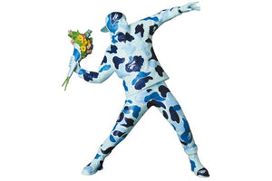 Banksy Brandalism x BAPE Flower Bomber Figure Blue