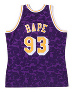 Load image into Gallery viewer, BAPE x Mitchell &amp; Ness Los Angeles Lakers Jersey Purple
