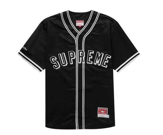Supreme Mitchell & Ness Satin Baseball Jersey Black