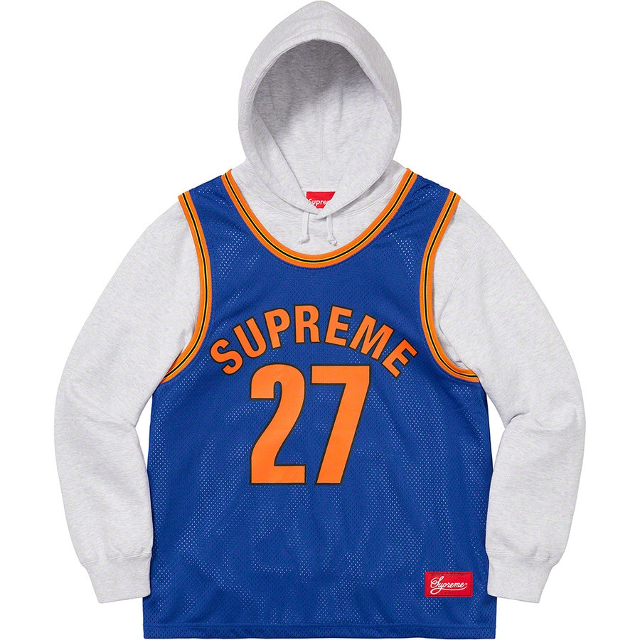 Supreme Basketball Jersey Hooded Sweatshirt Ash Grey