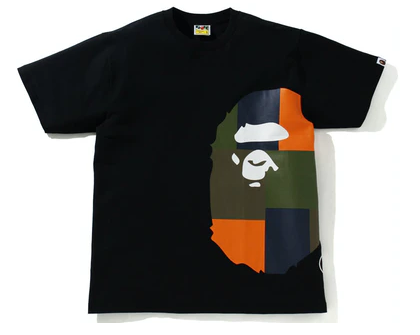 BAPE Color Block Side Big Ape Head Tee Black/Orange