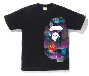 BAPE Neon Tokyo Side Big Ape Head Tee Black