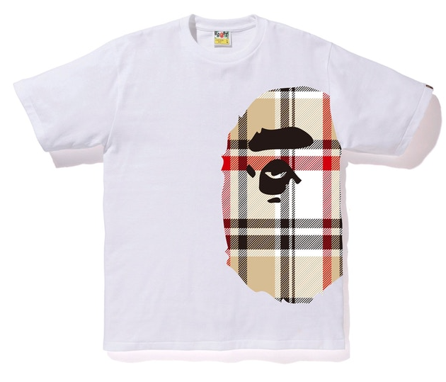 BAPE Check Side Big Ape Head Tee White/Beige