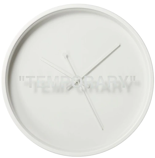 Virgil Abloh x IKEA MARKERAD "TEMPORARY" Wall Clock White