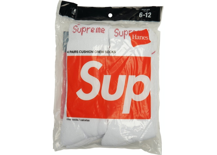 Supreme Hanes Crew Socks Crew Socks (4 Pack) White