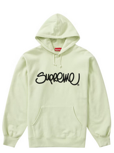 Supreme Raised Handstyle Hooded Sweatshir tPale Green