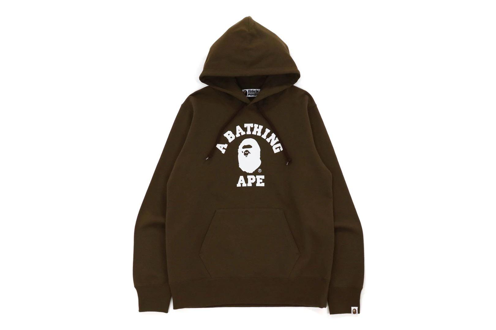 BAPE  College Pullover Hoodie Brown