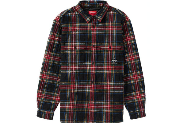 Supreme Quilted Plaid Flannel Shirt Black – shoegamemanila