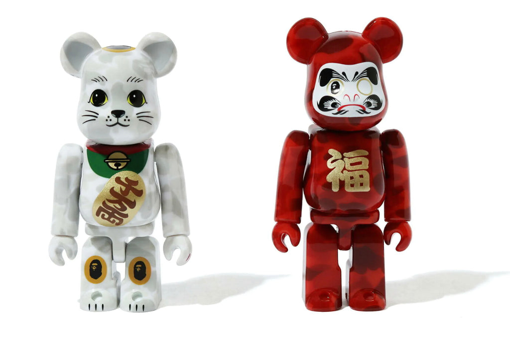 Bearbrick x BAPE Manekineko & Daruma 100% 2-Pack