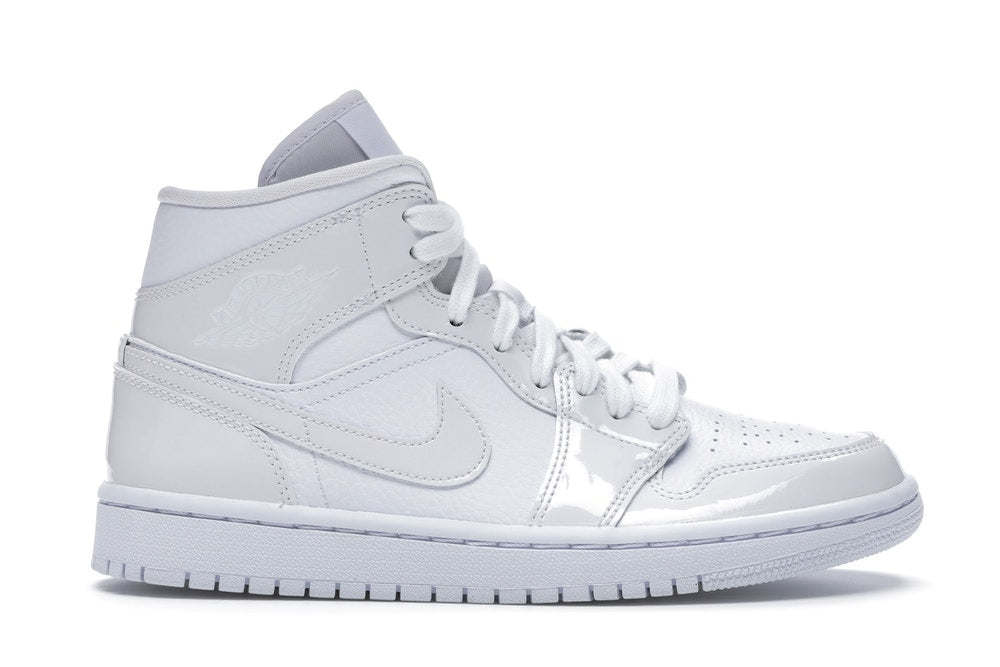 Jordan 1 Mid Triple White Patent Swoosh (W)