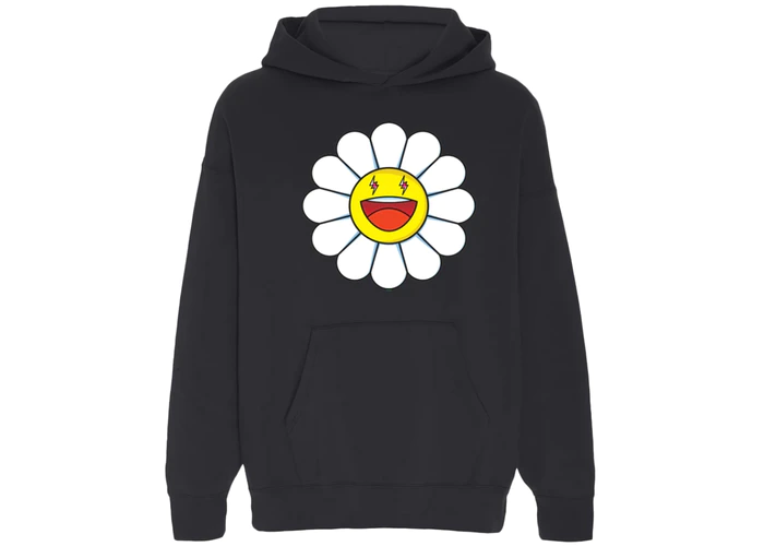 J Balvin Blanco x Takashi Murakami Large Flower Hoodie Black