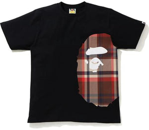 BAPE Check Side Big Ape Head Tee Black/Red